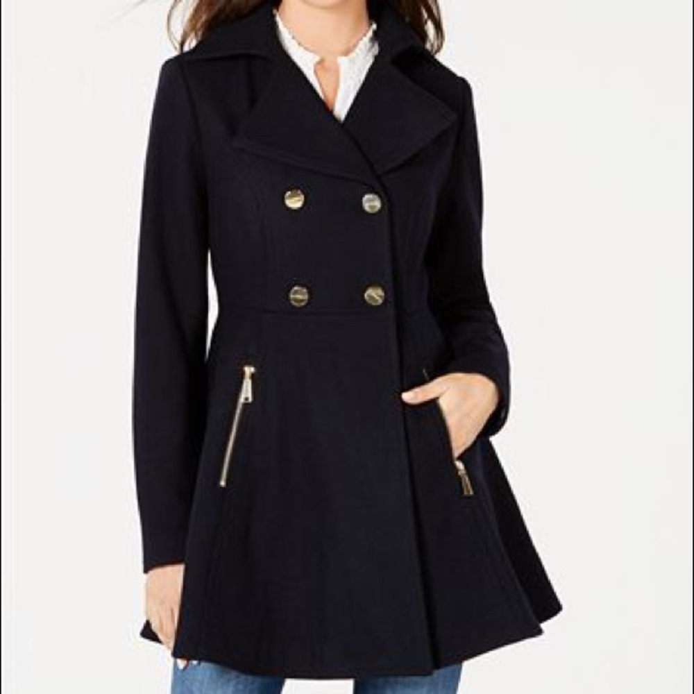 Black flared pea coat